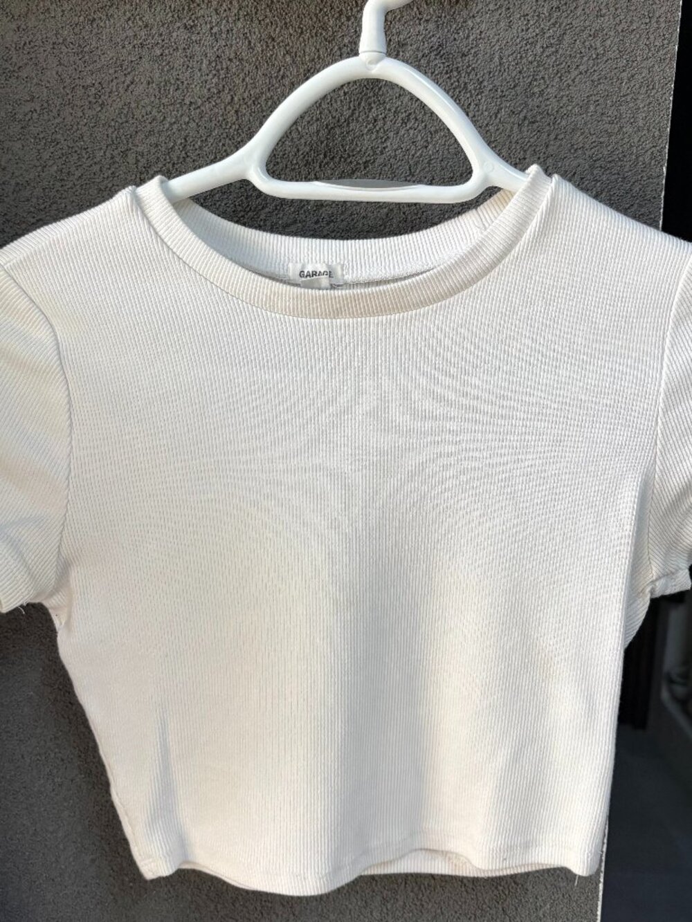 Garage White Ribbed Crop Top